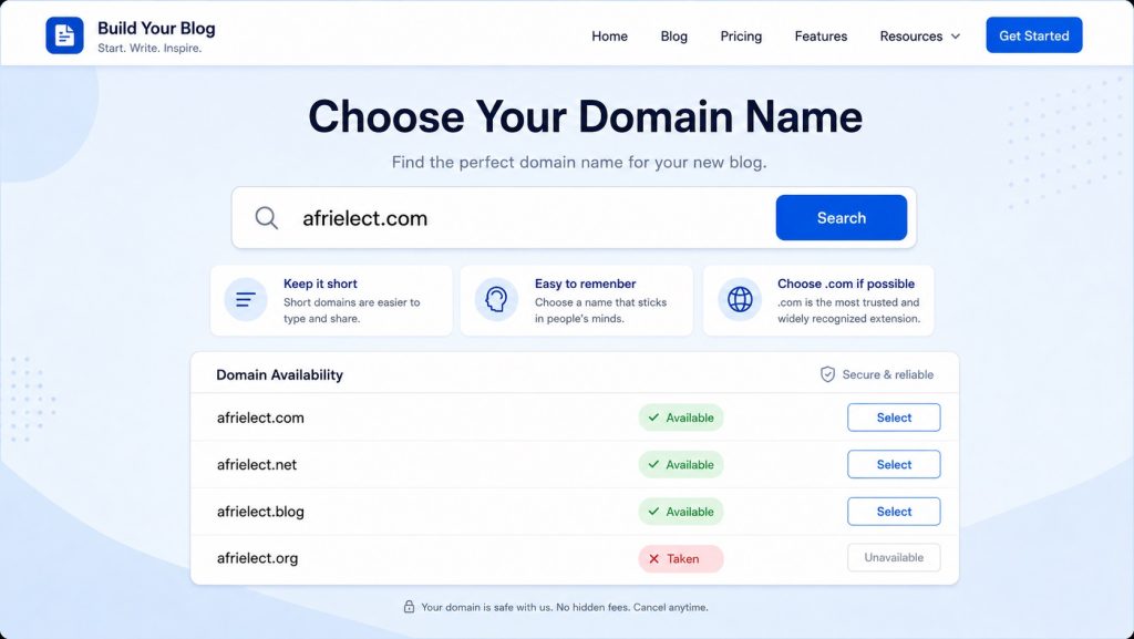 choosing a domain name for a new blog